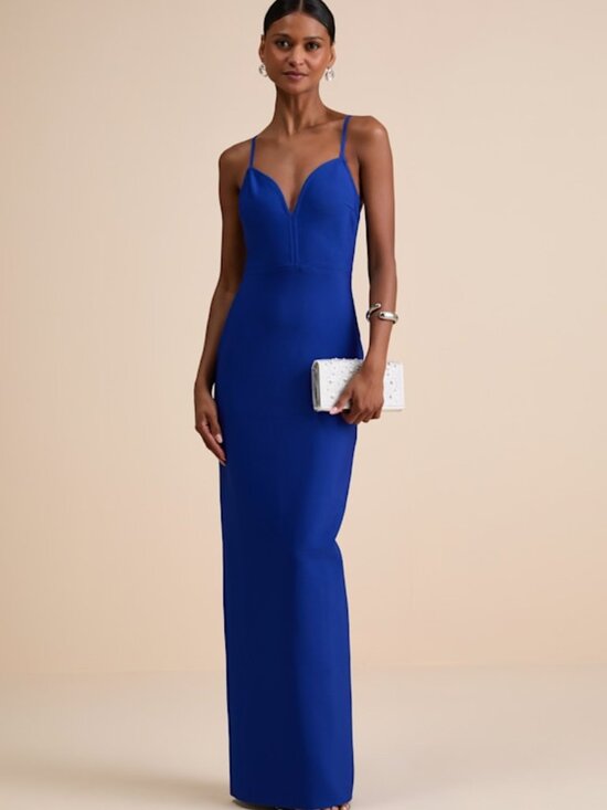 Lulus Dresses & Skirts - Lulus Hadrina Cobalt Blue Ponte Knit Column Maxi Dress - Size S